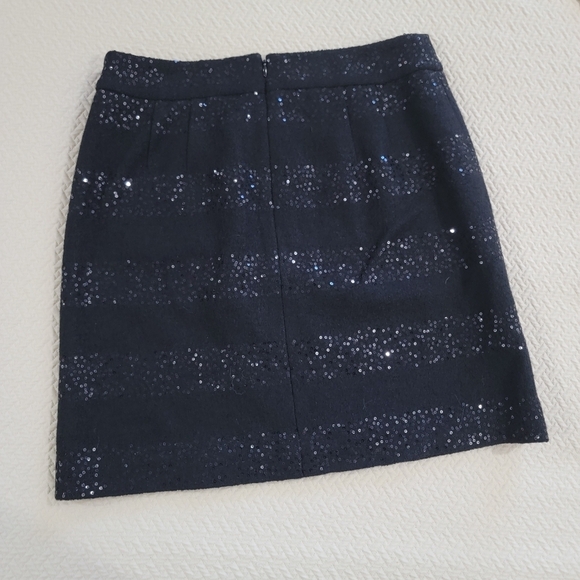 LOFT Black Sequin Striped Skirt Size 2 Holiday Evening Party Sparkle - Picture 10 of 14